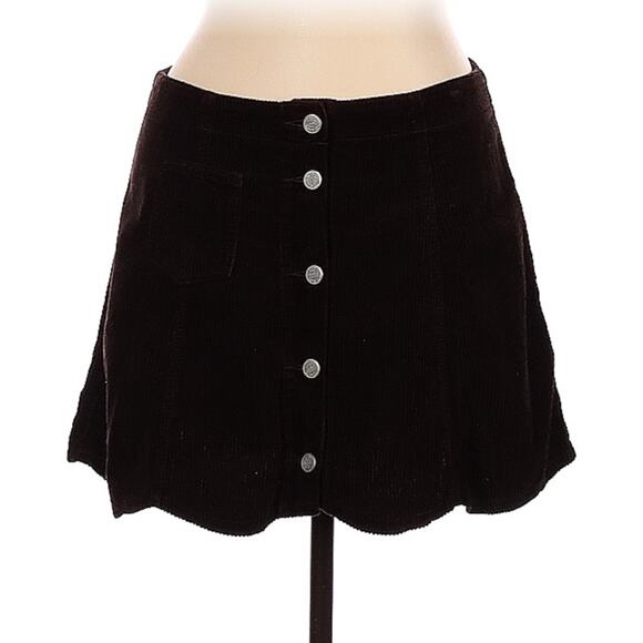 Vintage 90s Baxis brown corduroy scallop hem button down skirt, size 13 - Picture 4 of 6